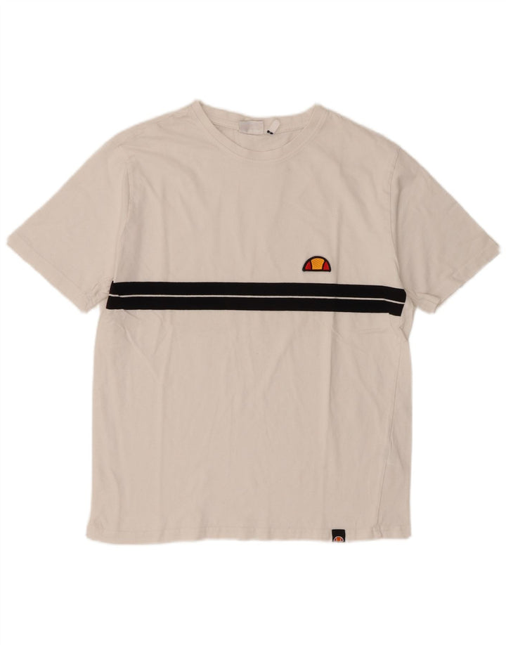 Ellesse Mens T-Shirt Top Small White Colourblock Cotton