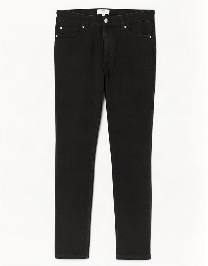 Marks & Spencer Womens Short Slim Jeans UK 14 Medium W30 L27 Black Cotton