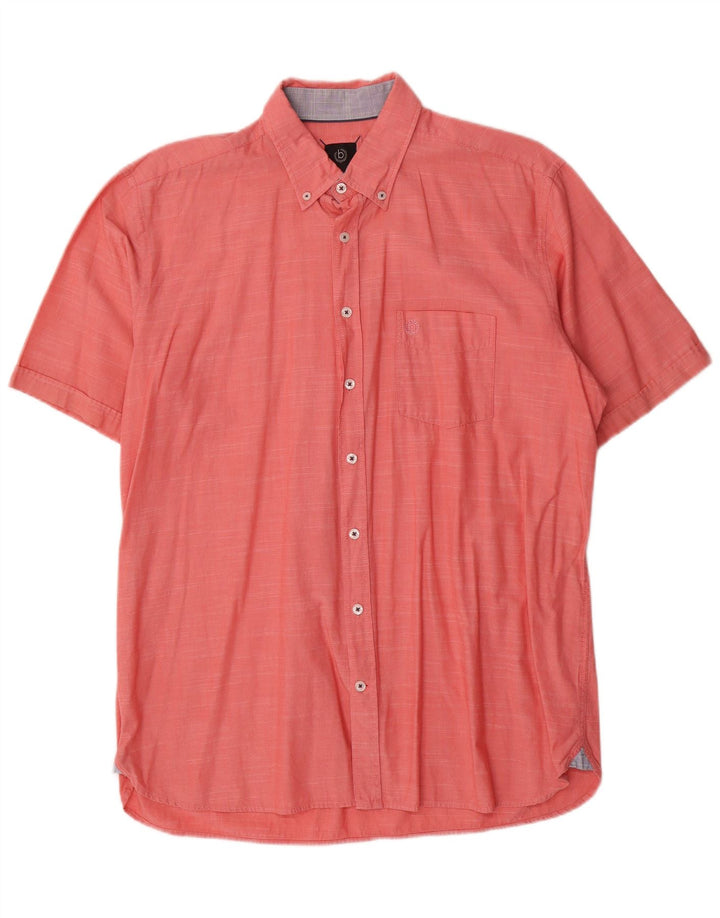 Bugatti Chemise à manches courtes pour homme Taille 41/42 Large Rose