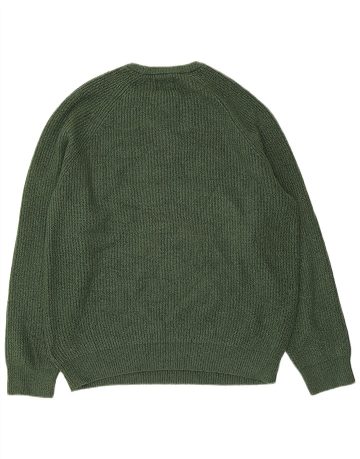 Marks & Spencer Mens Crew Neck Jumper Sweater Large Green Polyamide