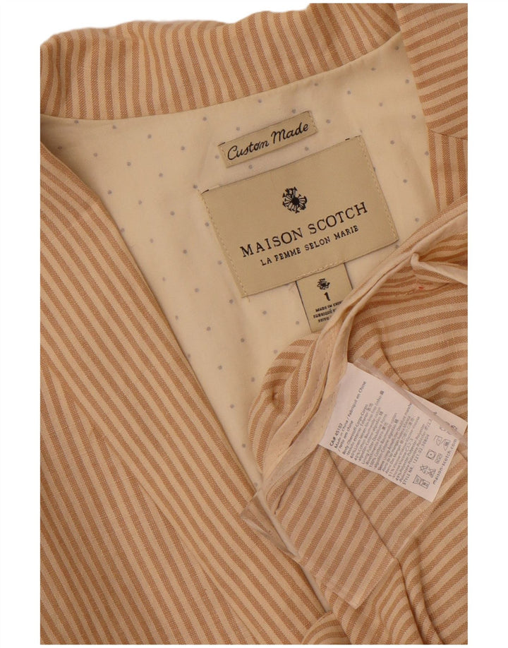 Женский пиджак на 2 пуговицах Maison Scotch, размер 1, маленький бежевый в тонкую полоску