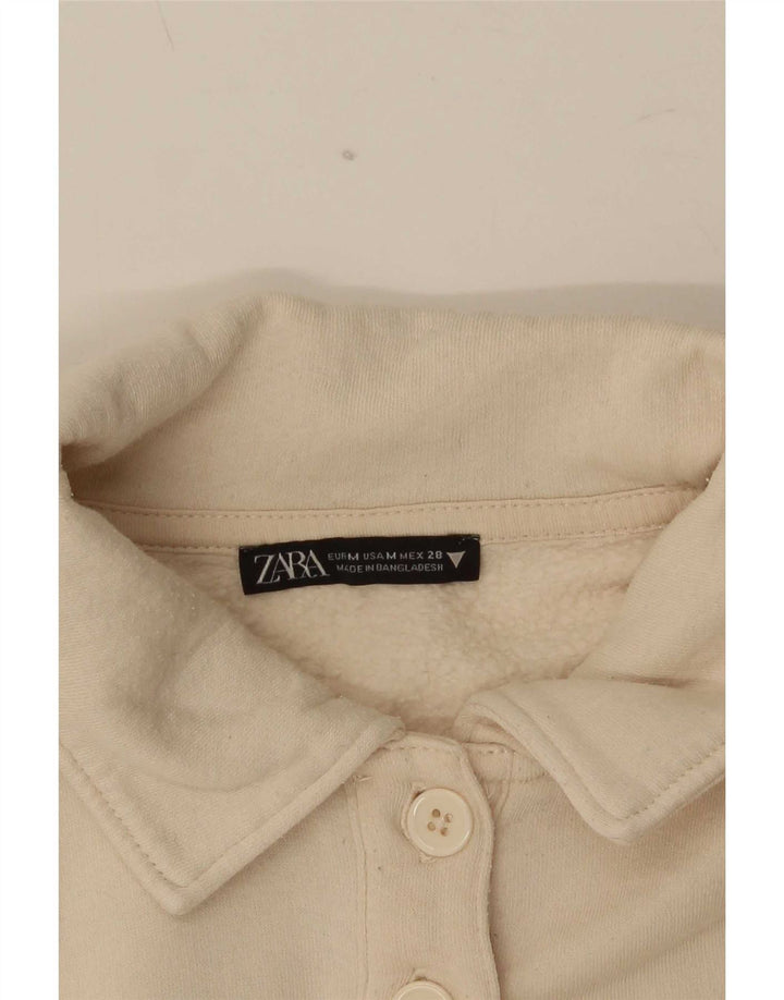 Zara Dame Polo Neck Sweatshirt Jumper UK 14 Medium Beige