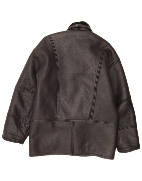 Chaqueta de piel de oveja vintage para hombre IT 48 Medio Negro