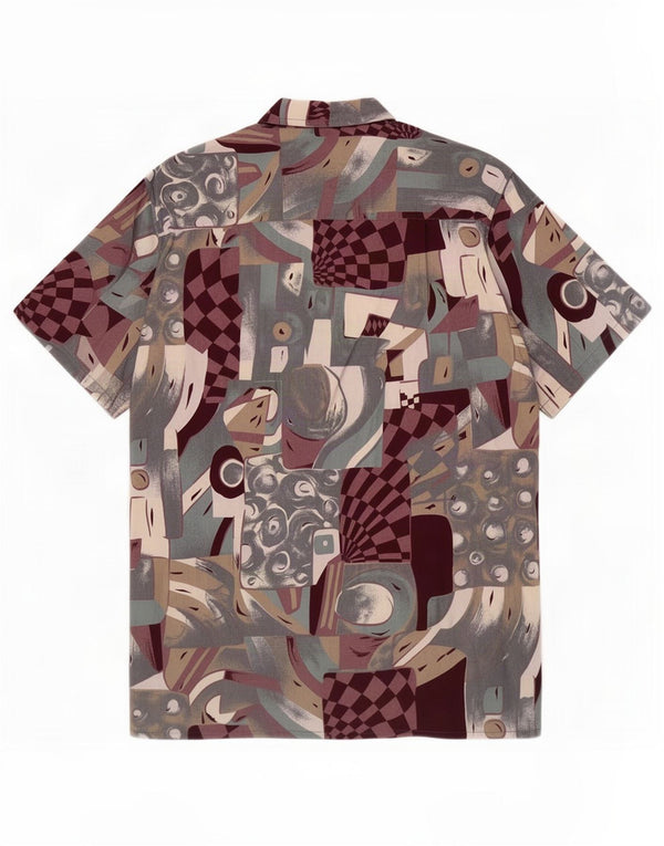 Vintage Mens Abstract Pattern Short Sleeve Shirt Size 35 XS Multicoloured