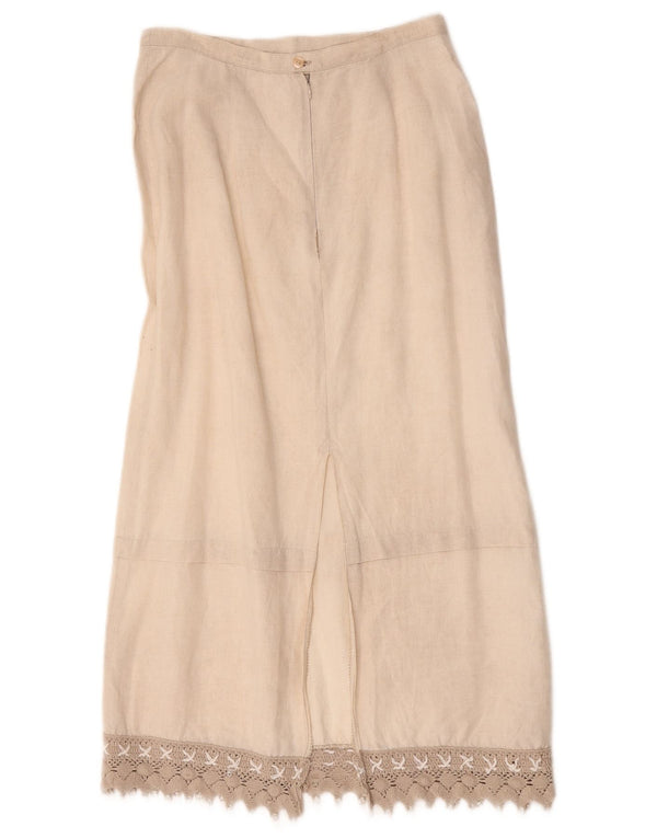 Γυναικεία Μίντι Φούστα L.Pucci IT 44 Medium W28 Μπεζ Λινό