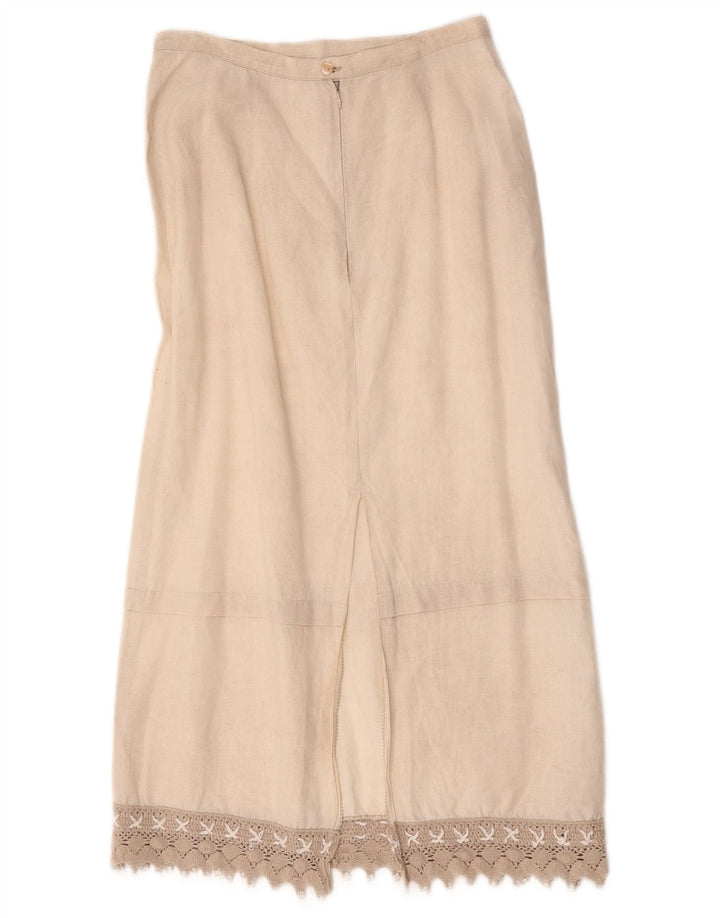 L.Pucci Womens Midi Skirt IT 44 Medium W28  Beige Linen