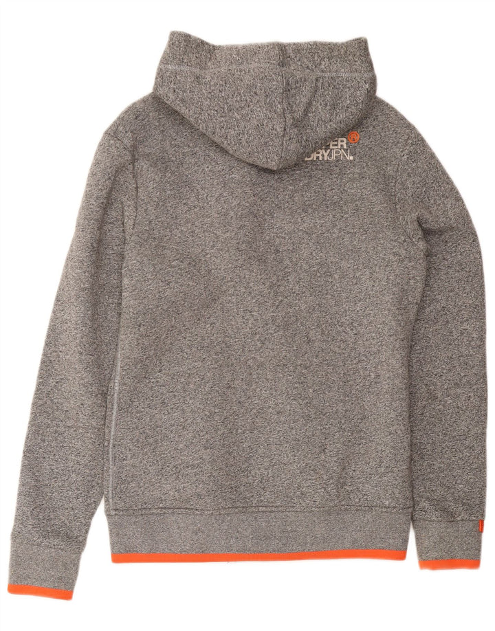 SUPERDRY Mens Zip Hoodie Sweater Small Grey Flecked Cotton