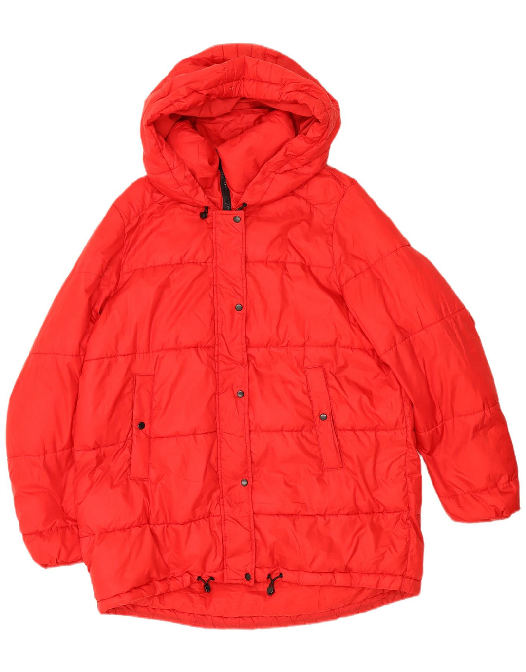 Zara Femme Trafaluc Veste matelassée surdimensionnée à capuche UK 14 Rouge moyen