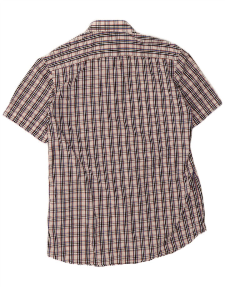 Carrera Mens Short Sleeve Shirt Medium Grey Check Cotton