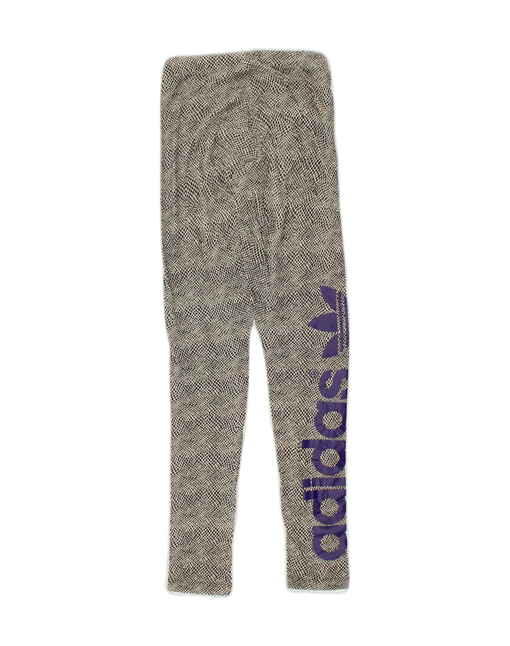ADIDAS Womens Leggings UK 6 XS Grey Animal Print Cotton | Vintage Adidas | Thrift | Second-Hand Adidas | Used Clothing | Messina Hembry 