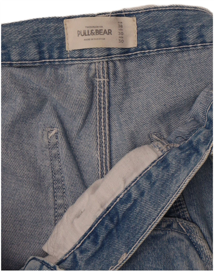 Pull & Bear Womens Cargo Denim Shorts EU 38 Medium W30 Blue