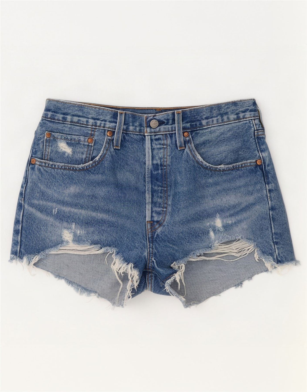 Levi's Womens 501 Distressed Denim Shorts W30 Medium Blue Cotton