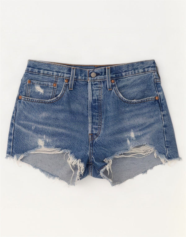 Levi's Womens 501 Distressed Denim Shorts W30 Medium Blue Cotton