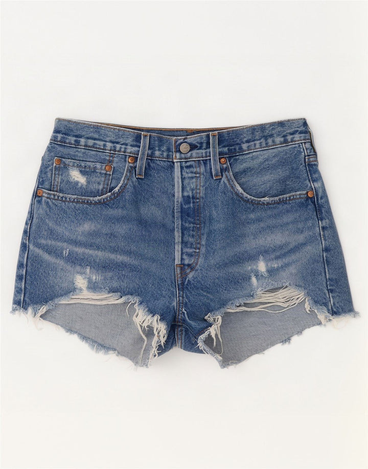 Levi's Womens 501 Distressed Denim Shorts W30 Medium Blue Cotton