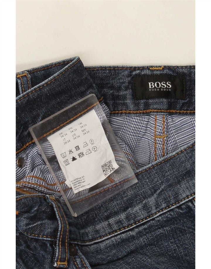 Hugo Boss Mens Straight Jeans W34 L34 Blue Cotton