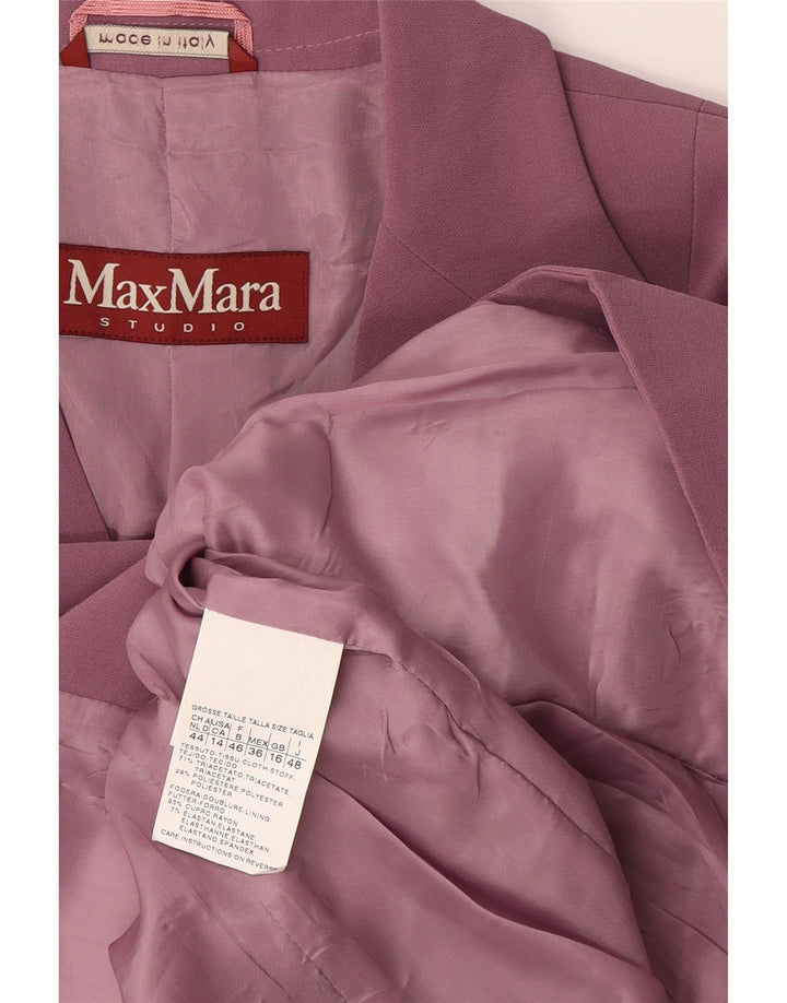 Max Mara Womens 2 Button 3/4 Sleeve Blazer Jacket UK 16 Large Pink
