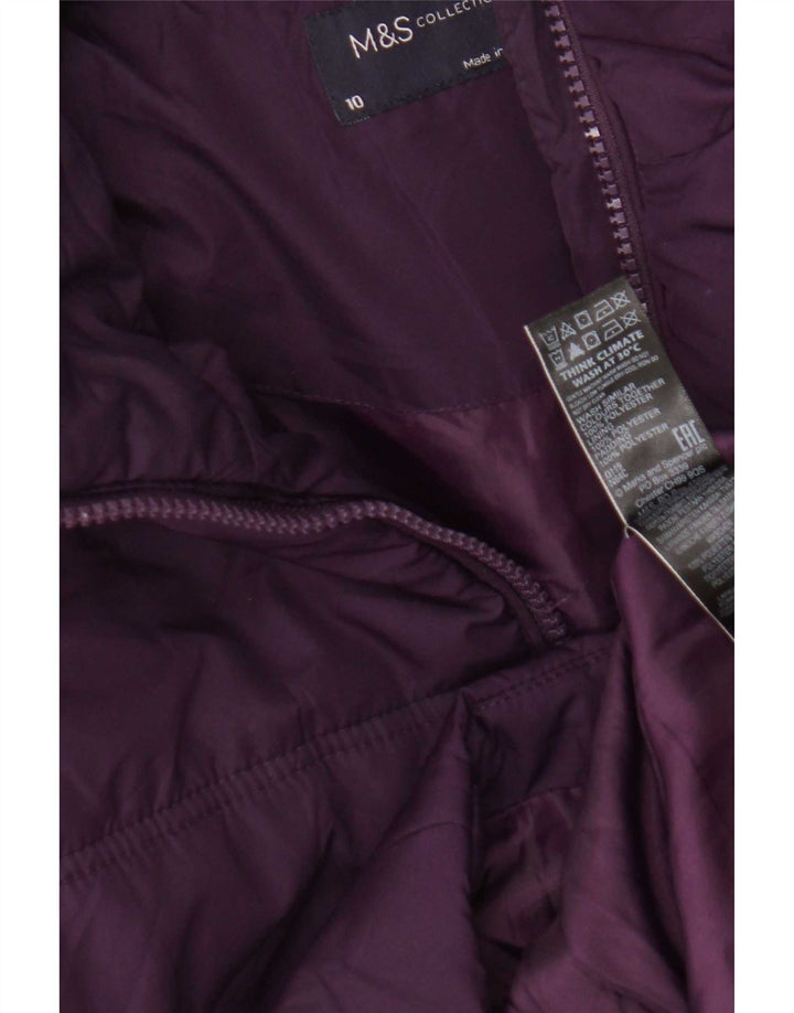 Женское стеганое пальто Marks & Spencer UK 10, маленький фиолетовый, полиэстер