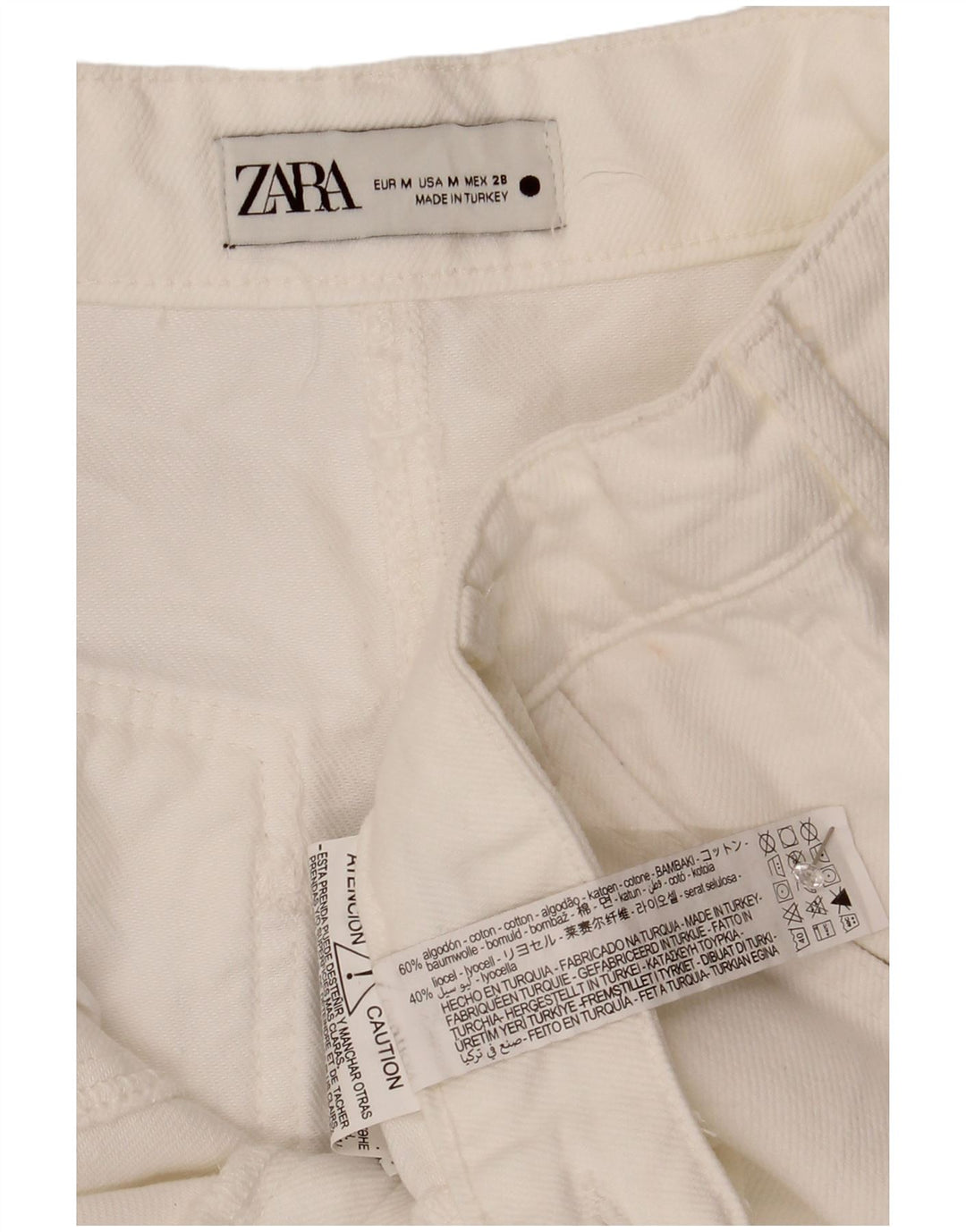 Zara Womens Denim Midi Skirt Medium W30 White Cotton