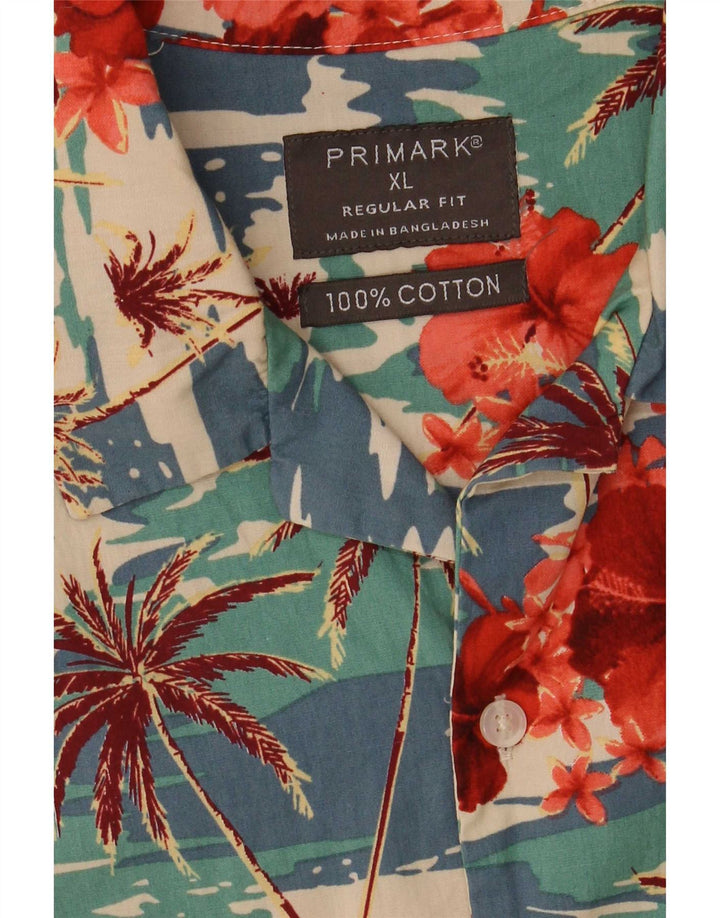 Primark Mens Short Sleeve Shirt XL Multicoloured Floral Hawaiian