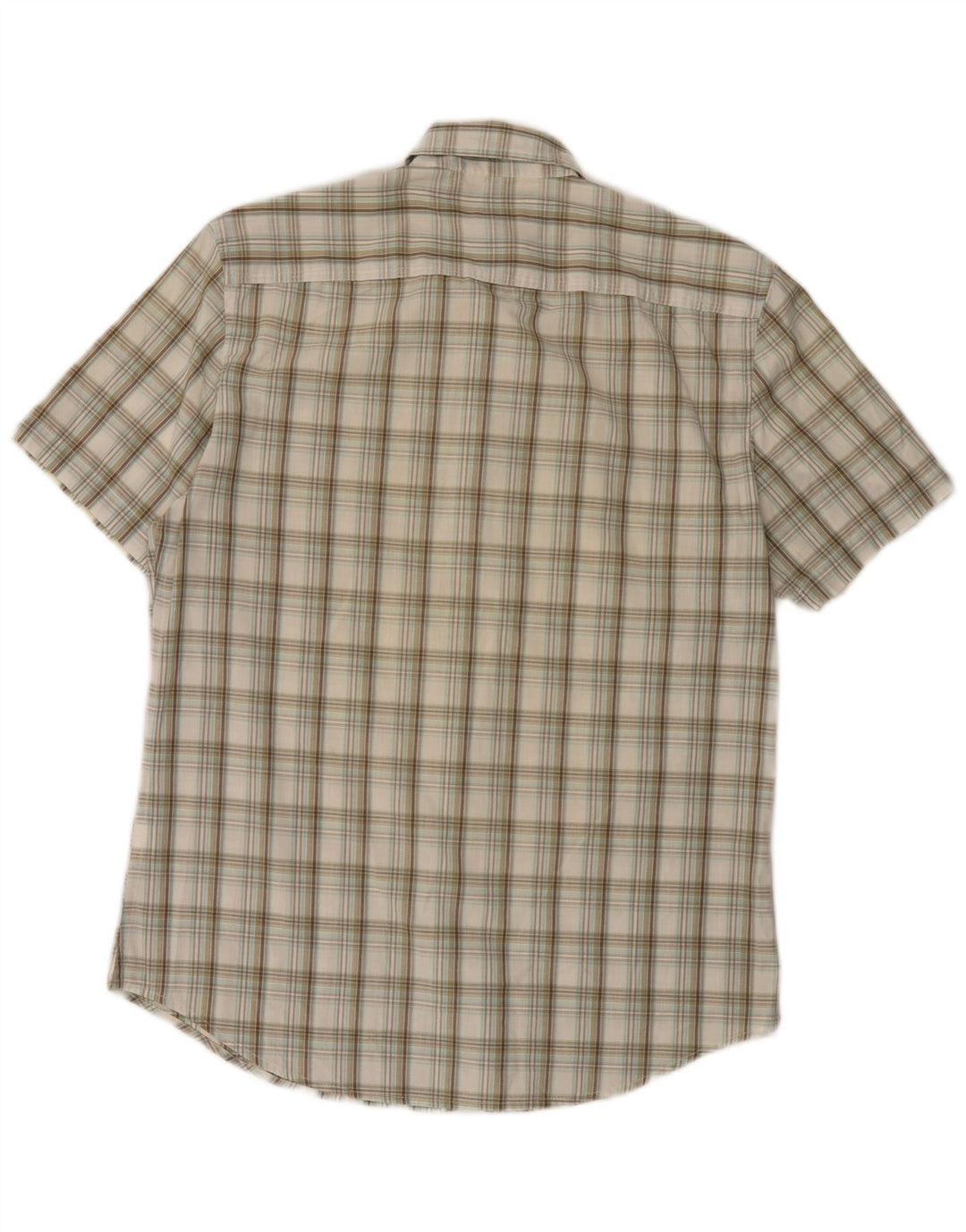 Calvin Klein Jeans Mens Short Sleeve Military Shirt Medium Beige Check