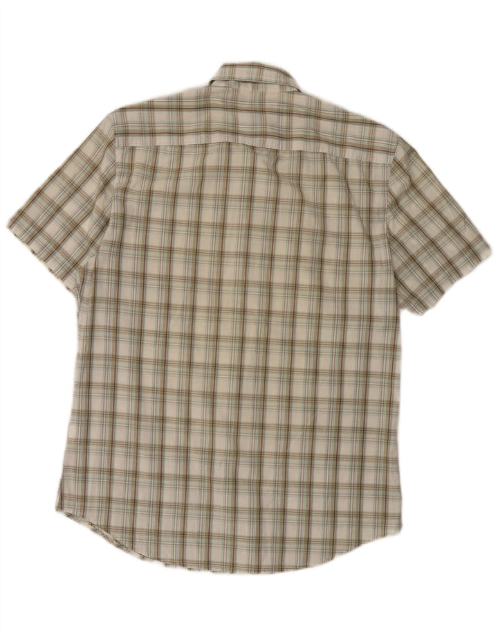 Calvin Klein Jeans Mens Short Sleeve Military Shirt Medium Beige Check