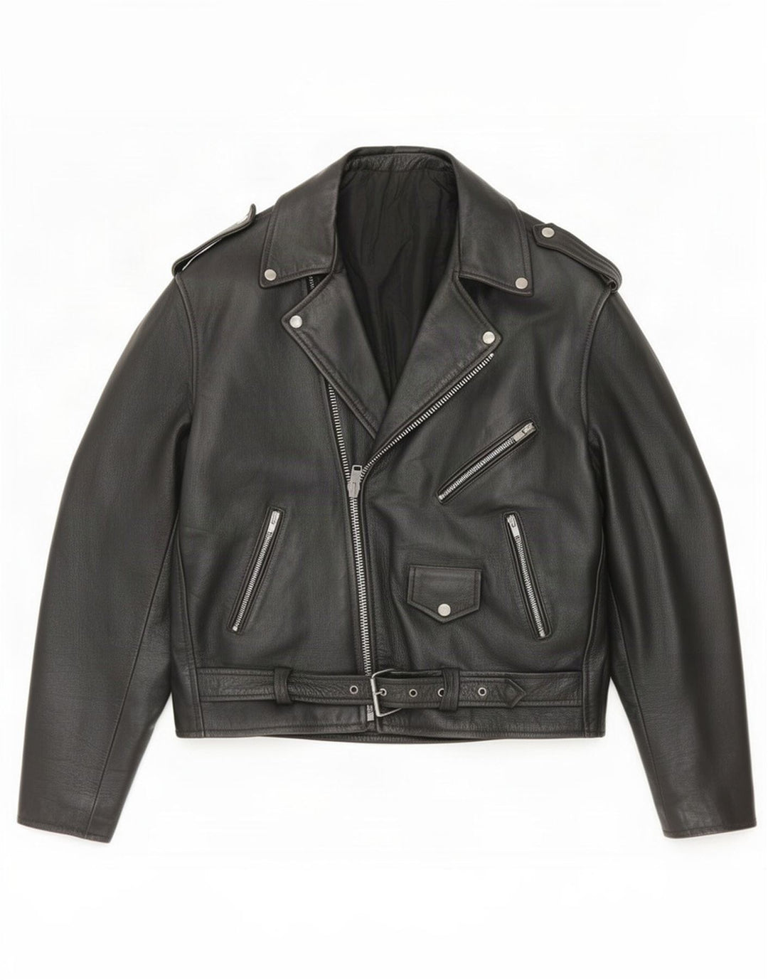 Vintage Herren Bikerjacke UK 38 Mittelschwarzes Leder