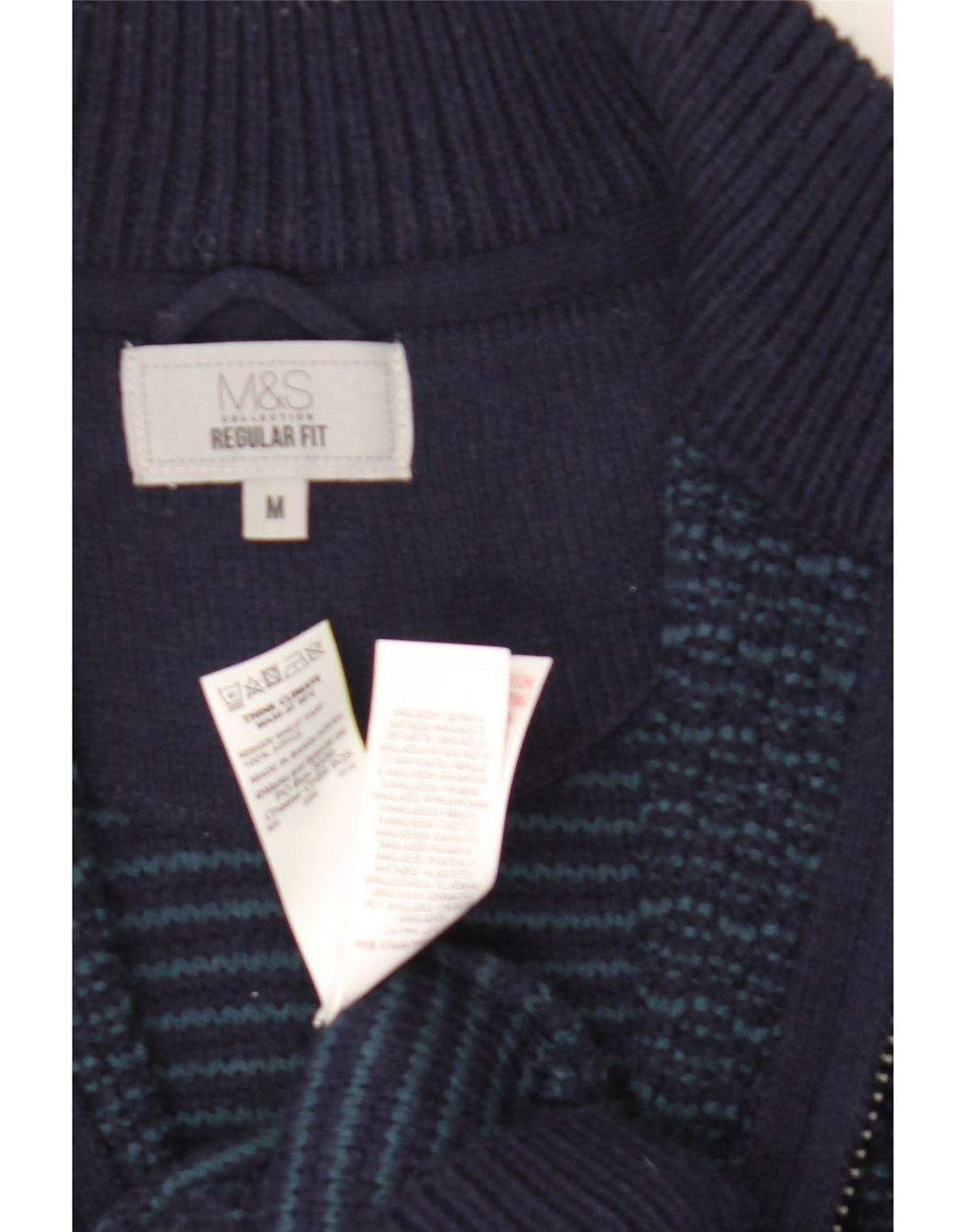 Marks & Spencer Mens Regular Fit Cardigan Sweater Medium Navy Blue Acrylic