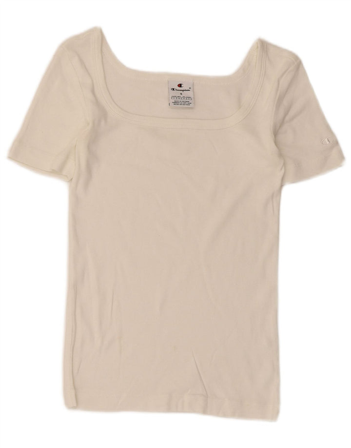 Champion Womens T-Shirt Top UK 8 Small White