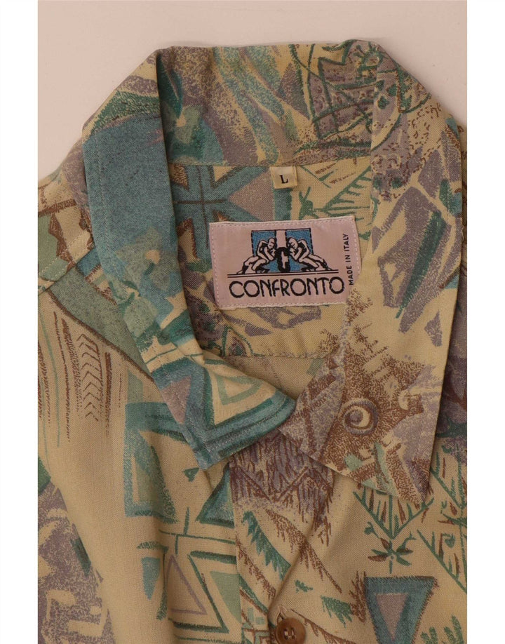 Chemise à manches courtes Vintage pour hommes, grande chemise géométrique multicolore