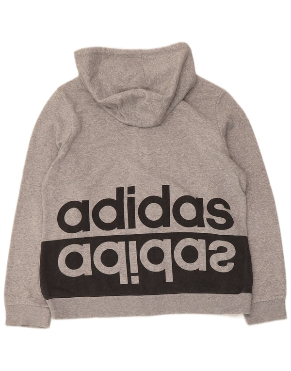 Adidas Damen Graphic Zip Hoodie Pullover UK 18 XL Grau Colourblock Baumwolle
