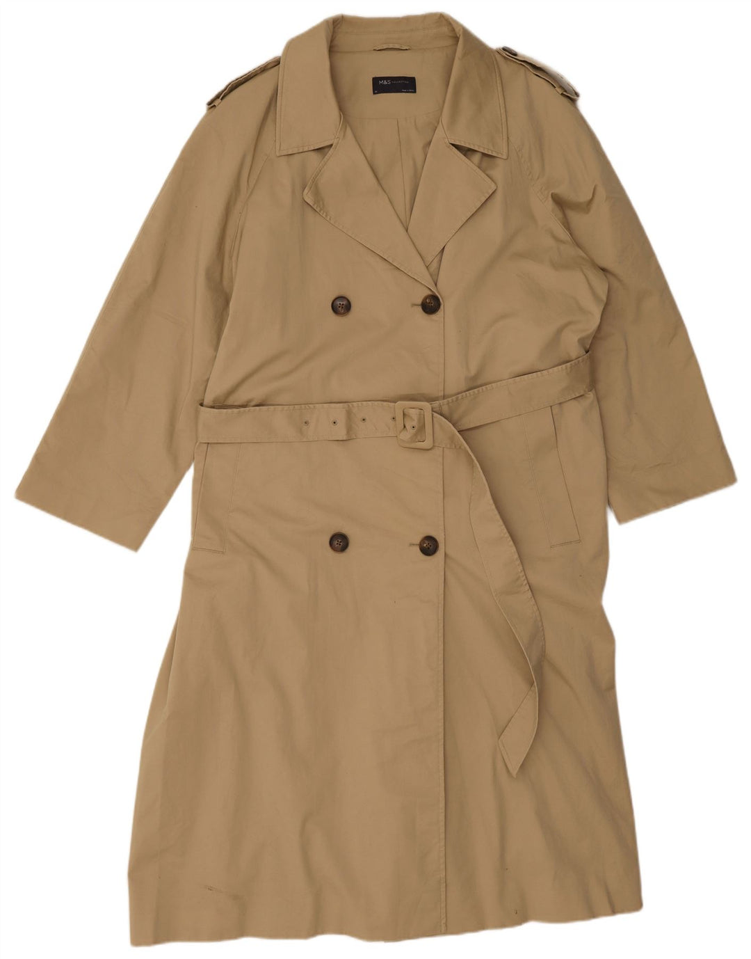 Marks & Spencer Womens Trench Coat UK 20 2XL Beige Cotton