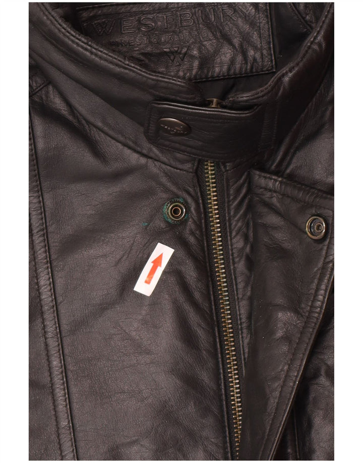 WESTBURY Mens Leather Jacket IT 52 XL Black Leather