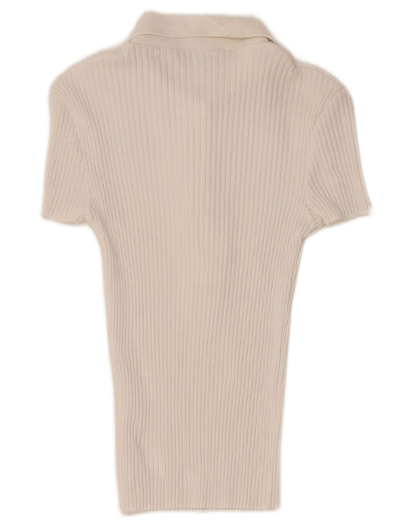 Zara Womens Short Sleeve Slim Fit Polo Shirt UK 12 Medium White