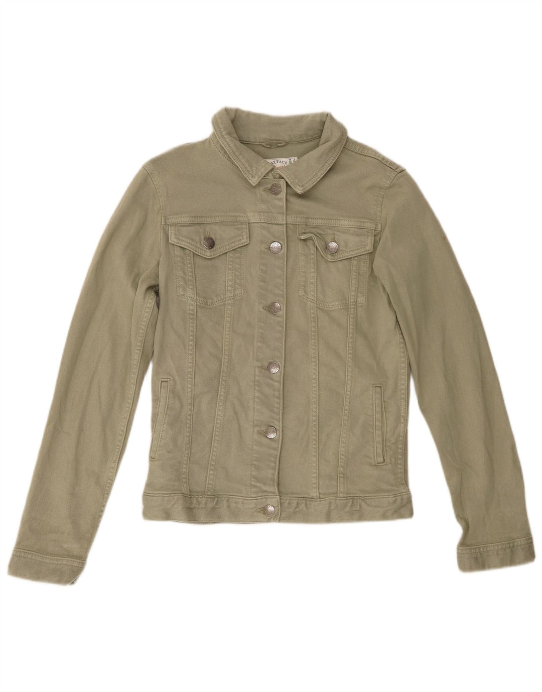 Fat Face Womens Denim Jacket UK 6 XS Khaki Cotton