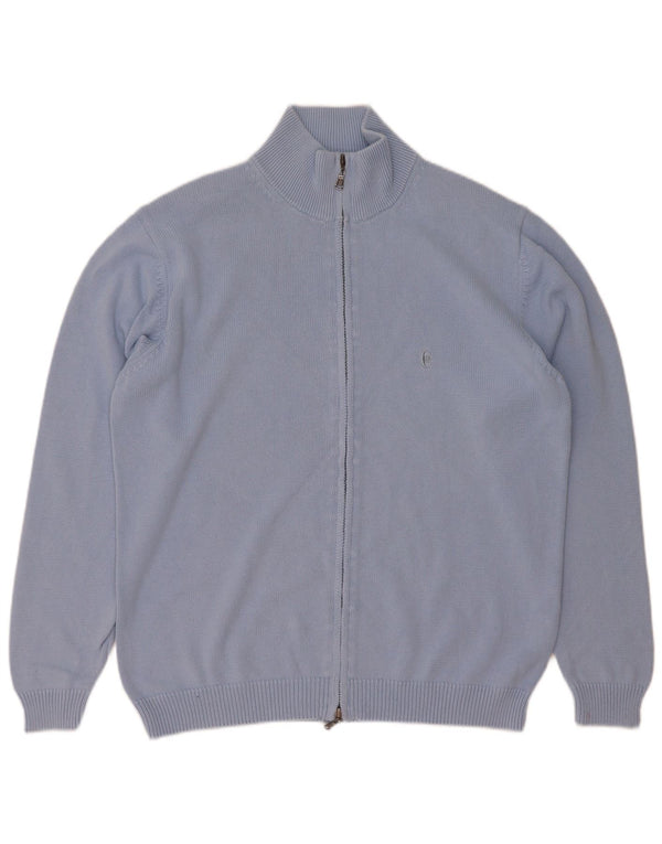 Conte of Florence Mens Cardigan Sweater Large Blue Cotton