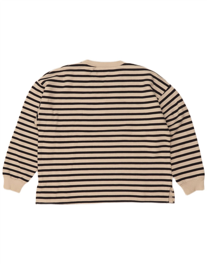 Zara Womens Oversized Sweatshirt Jumper UK 14 Medium Off White Striped