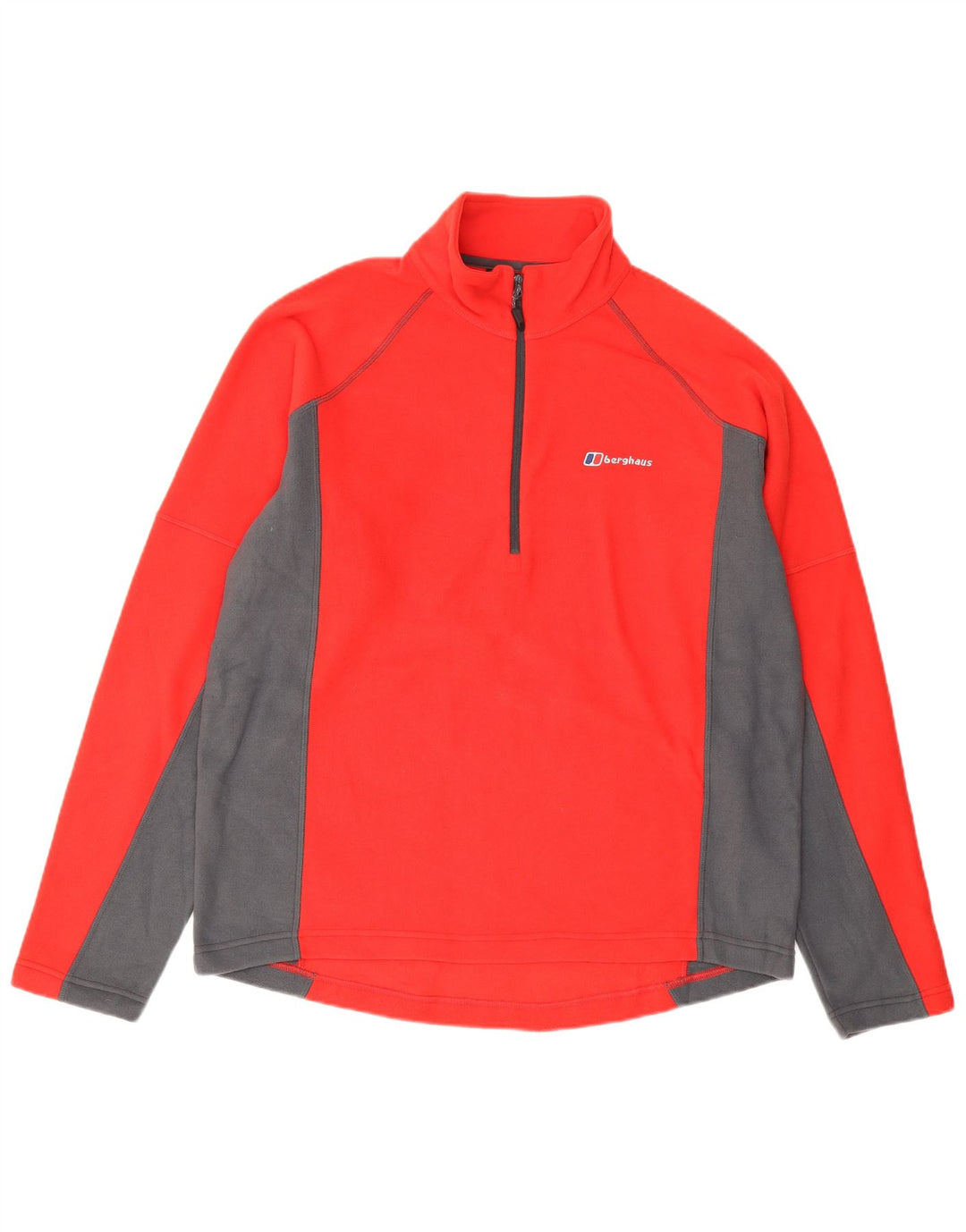 Berghaus Mens Zip Neck Fleece Jumper Large Red Colourblock Polyester