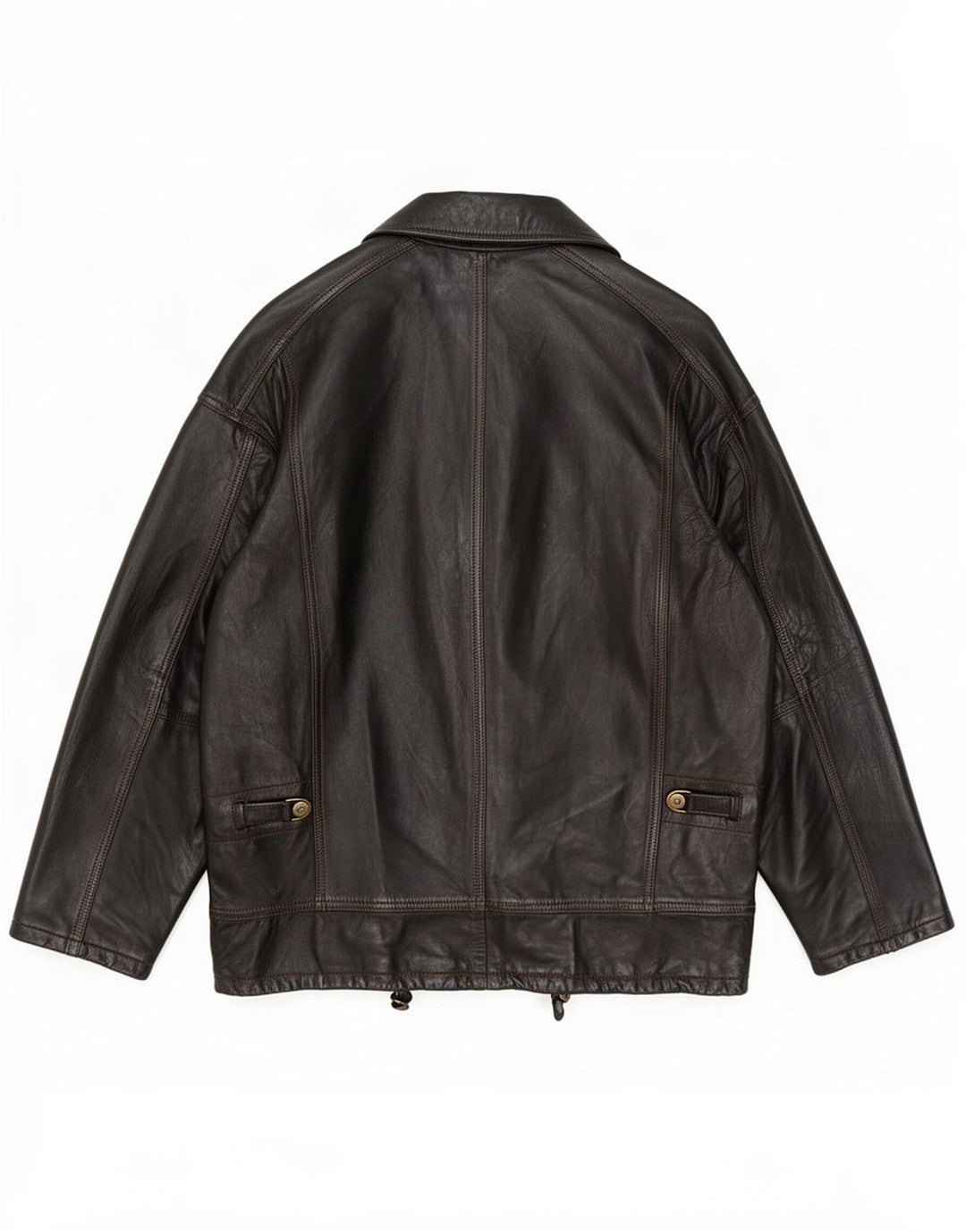 Braschi Herren-Lederjacke mit lockerer Passform, UK 38, Mittelbraun