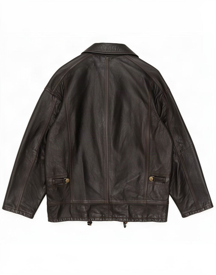 Braschi Herren-Lederjacke mit lockerer Passform, UK 38, Mittelbraun