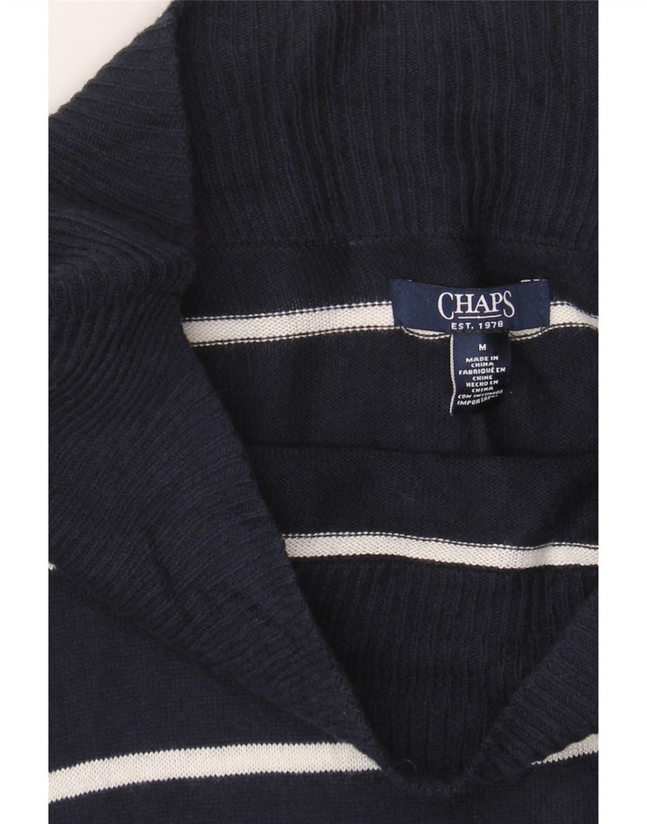 CHAPS Womens Boat Neck Jumper Sweater UK 14 Medium Navy Blue Striped Vintage Chaps and Second-Hand Chaps from Messina Hembry 