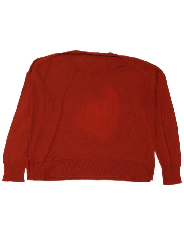 Zara Pull surdimensionné à col bateau pour femme UK 10 Petit Bordeaux