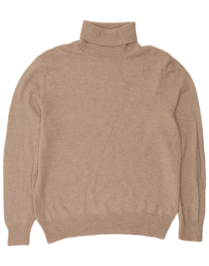 ALL SAINTS Mens Roll Neck Jumper Sweater Large Beige Wool