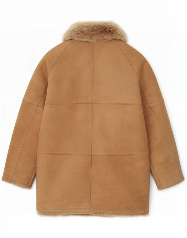 Vintage Womens Shearling Jacket UK 14 Medium Beige