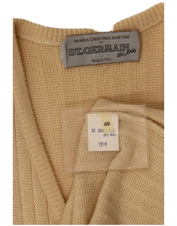 St. Germain Dame Grafisk Longline Cardigan Sweater IT 48 XL Beige Uld