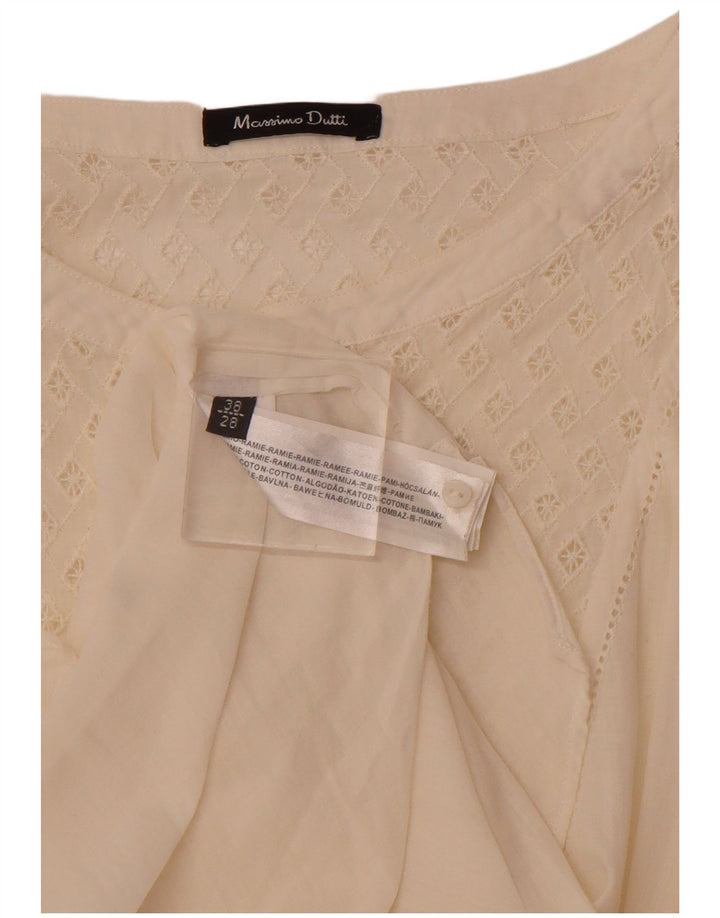 MASSIMO DUTTI Womens 3/4 Sleeve Blouse Top EU 38 Small Off White Ramie