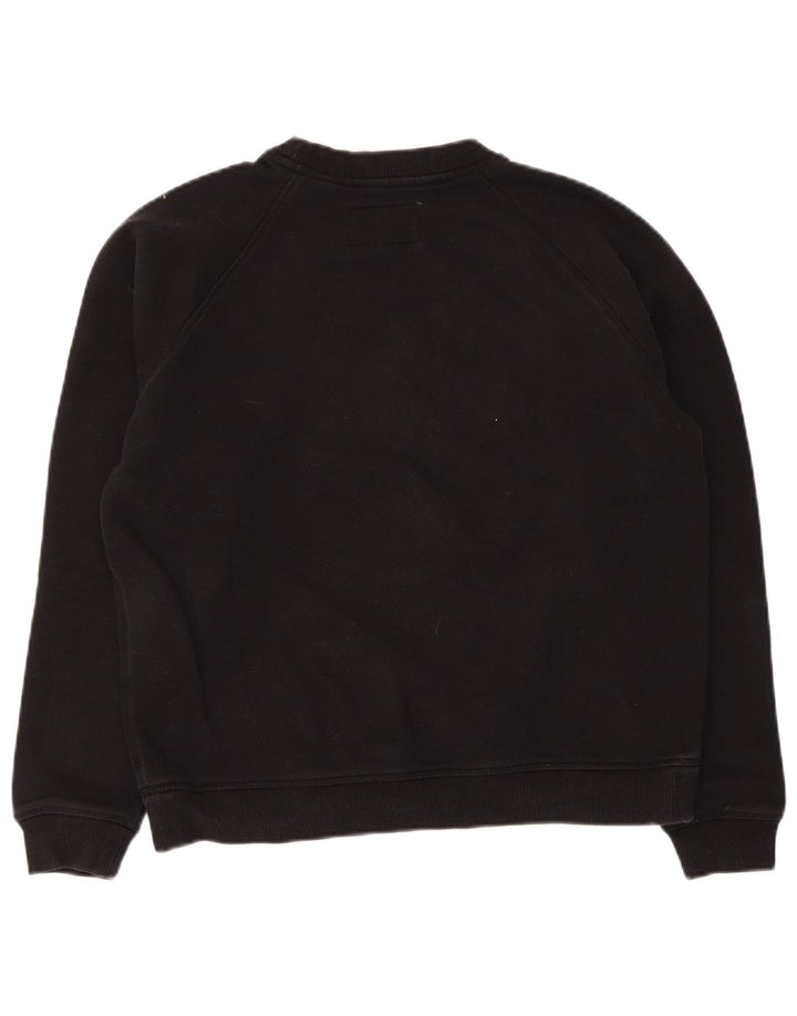 Jack Wills Womens Graphic Sweatshirt Jumper UK 12 Medium Black Cotton