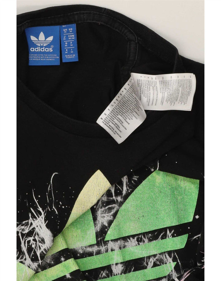 Adidas Mens Graphic T-Shirt Top Medium Black Cotton