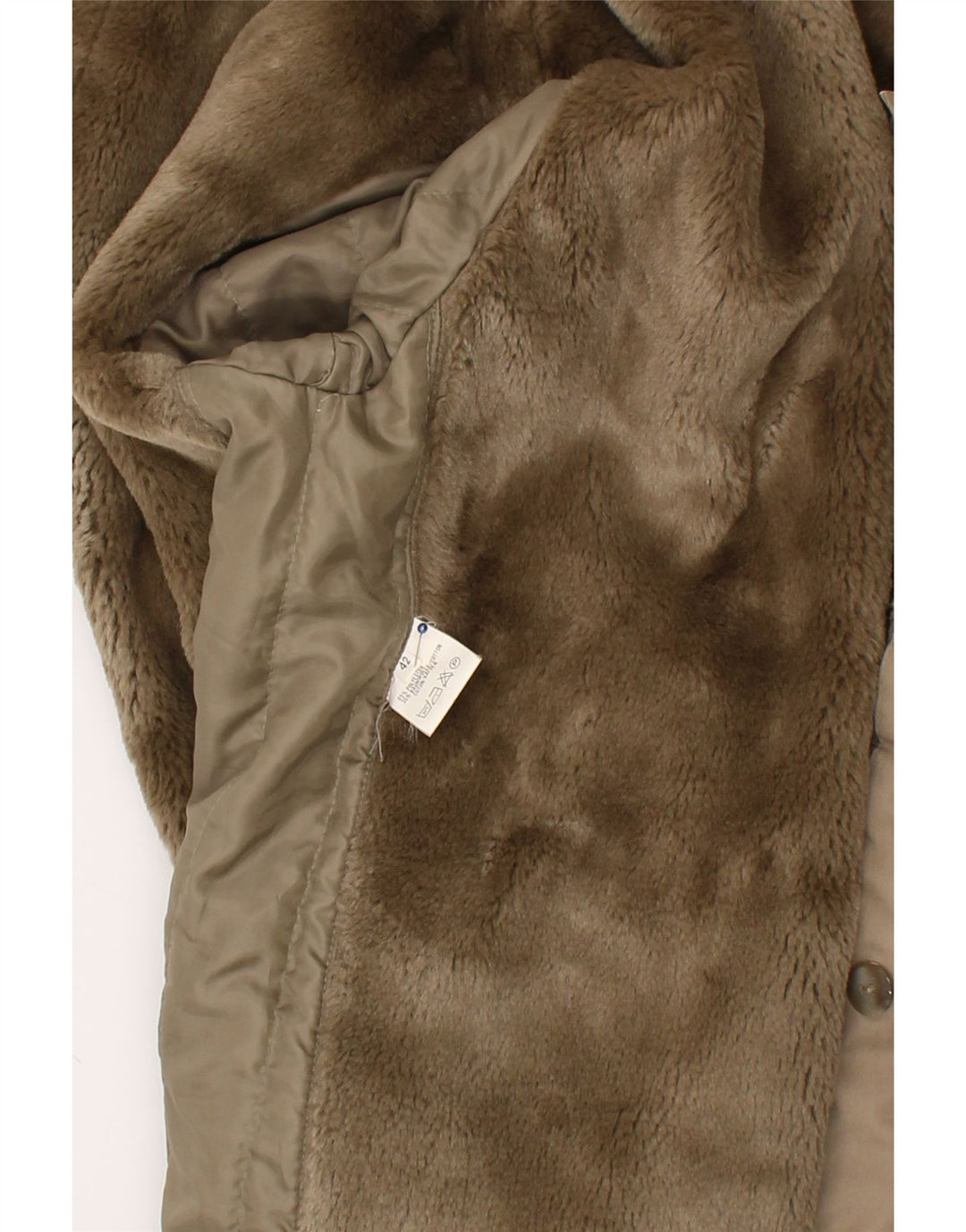 VINTAGE Womens Overcoat EU 42 Large Beige Polyester Vintage Vintage and Second-Hand Vintage from Messina Hembry 