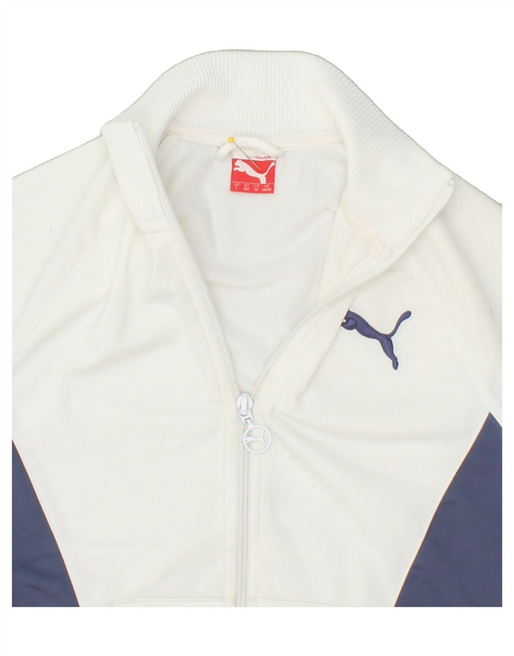 PUMA Boys Graphic Tracksuit Top Jacket 11-12 Years Large White Colourblock Vintage Puma and Second-Hand Puma from Messina Hembry 