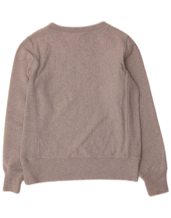 Champion Womens Sweatshirt Jumper UK 14 Medium Grey Cotton